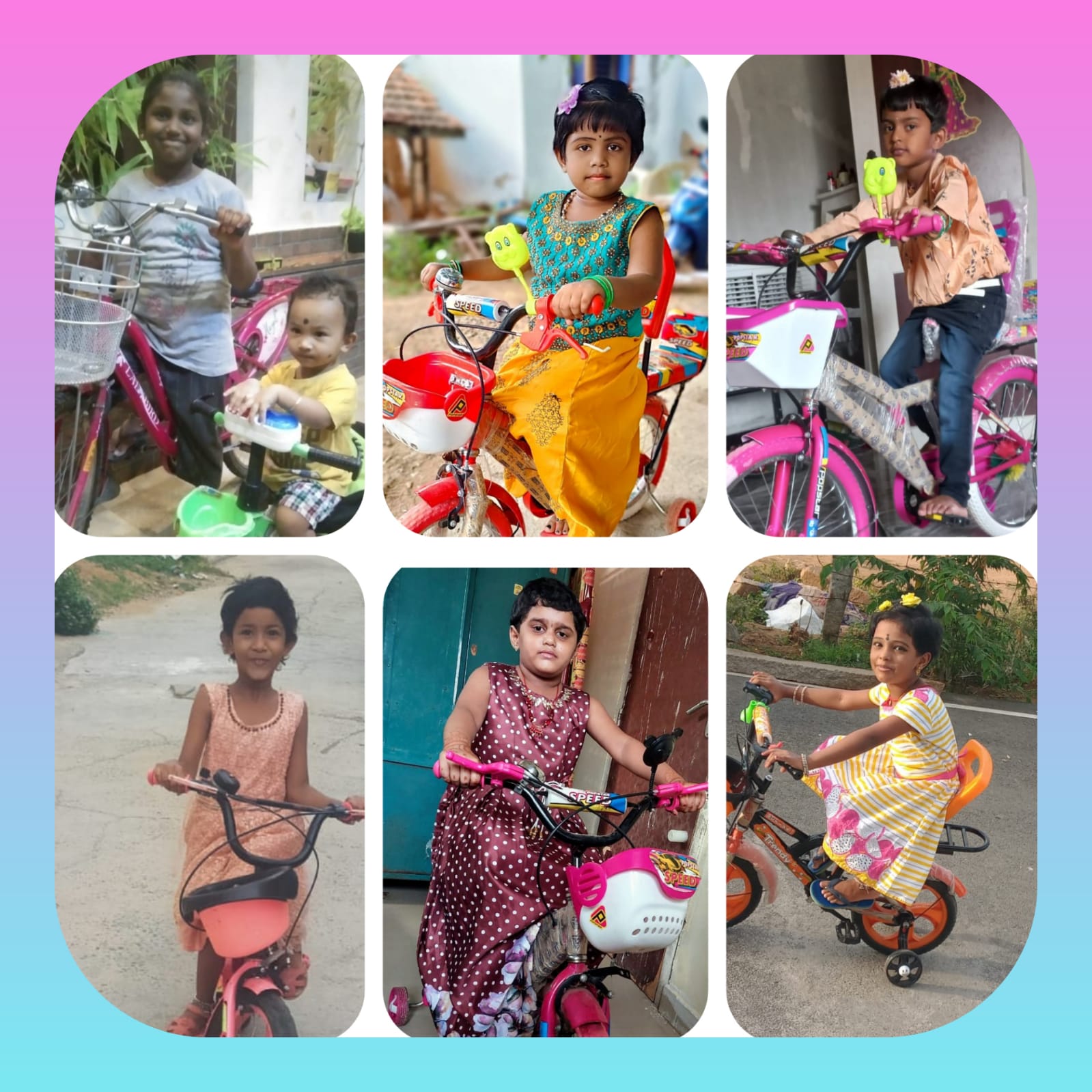 Click on their own bicycles by our young minds of Om Shanthi